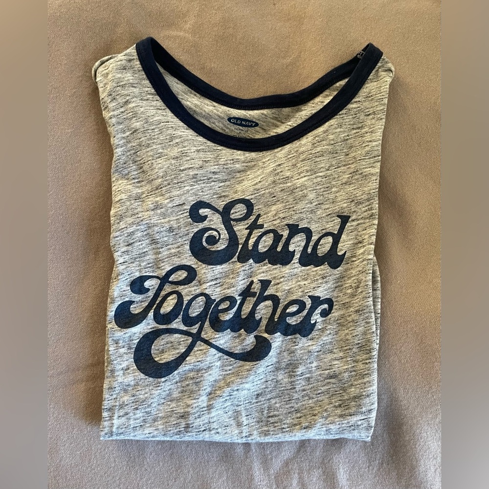 Old Navy Everywhere XL Gray T-shirt Blue Letters Stand Together gently used